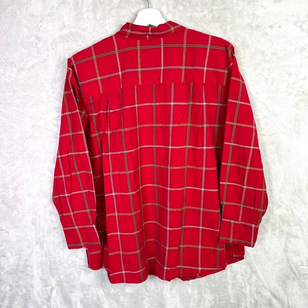 Vintage Karen Scott Shirt Womens Red Plaid Scottish Terrier Embroidered Size 1X - Picture 3 of 9